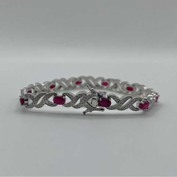 5.00 CT Genuine Ruby Rhodium Tennis Bracelet - Picture 4 of 4